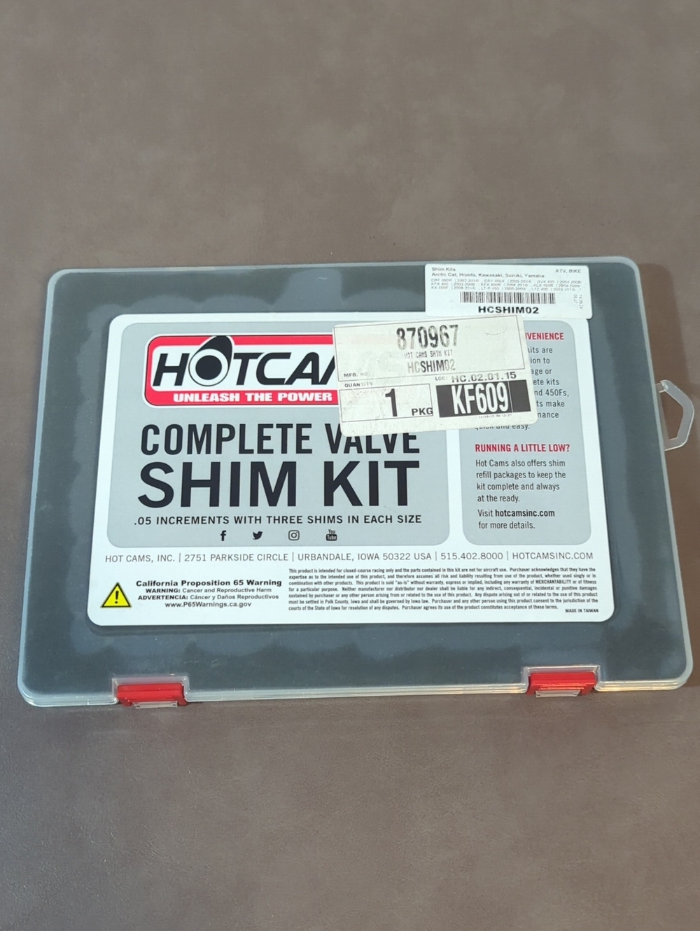 Hot Cams Complete Valve Shim Kit .05 Increments Atv Bike Honda Artic Cat Yamaha